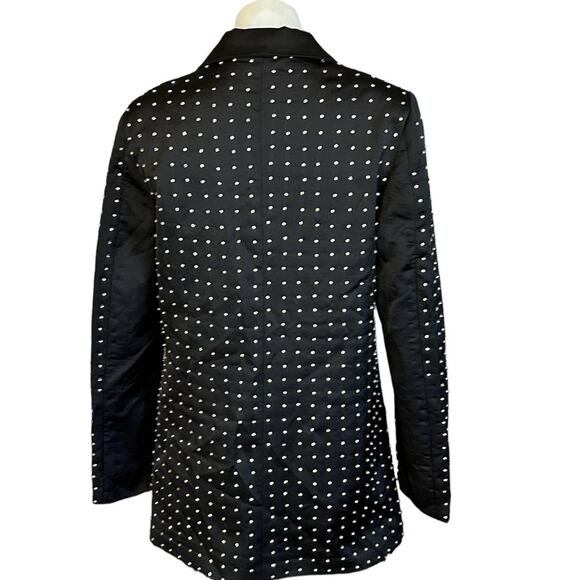 Nasty Gal Collection Black Rhinestone Satin Blazer MEDIUM Studded Cocktail RARE - Picture 6 of 9